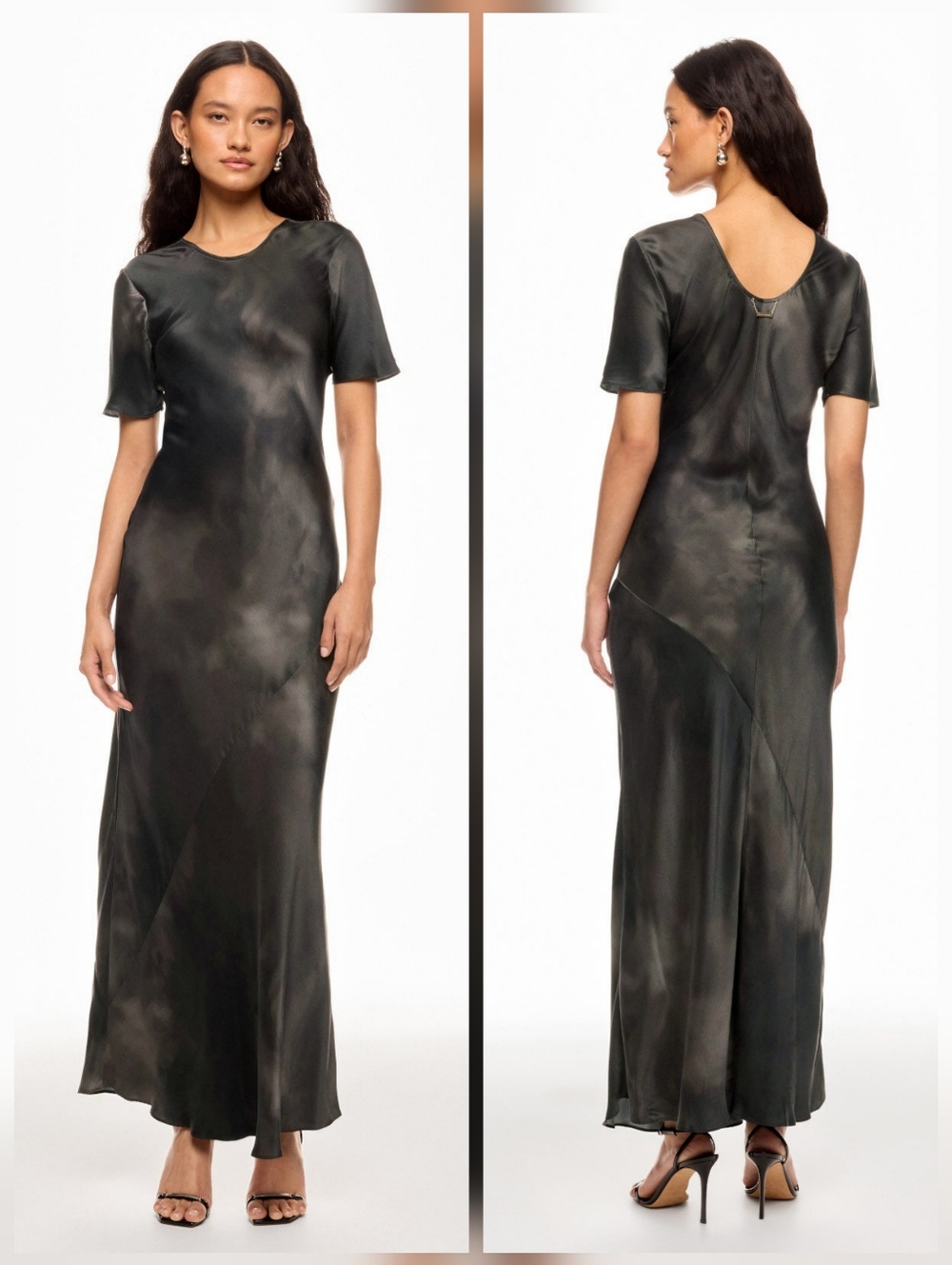 Silk Laundry Short Sleeve Bias Dress Short Sleeves Crew Neck Size XL